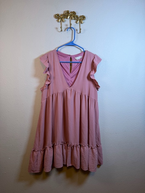 Altar'd State Dresses & Skirts - Altar'd State Blush Pink Ruffle Sleeve Tiered Mini Dress. Size L